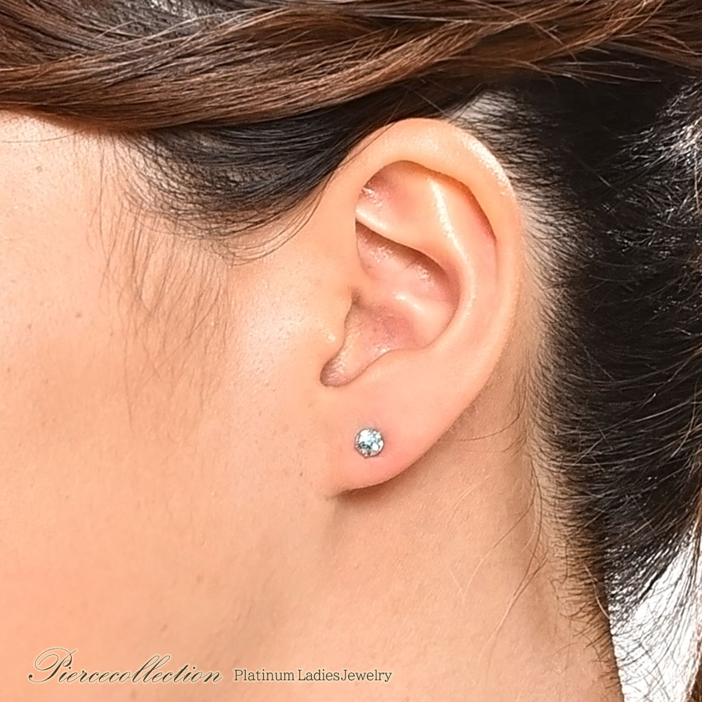 ピアス1点もの❗️Pt950 プラチナ ブルージルコン5.0mm ピアス