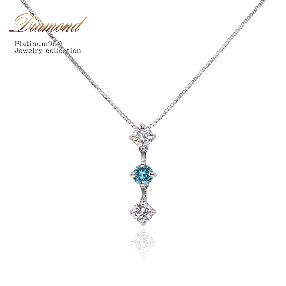 ダイヤモンド×ブルーダイヤモンド フラワー ネックレス Pt900 0.50ct約45g付属品